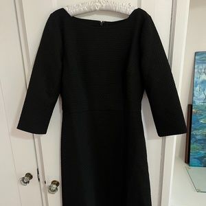 J Crew boatneck sheath dress in matelassé. Black 10T. NWT. K6772